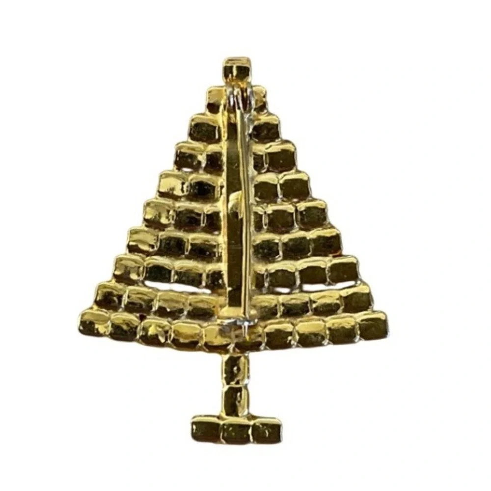 Vintage Christmas Tree Brooch Festive Holiday Retro Kitsch Sparkly Nostalgic